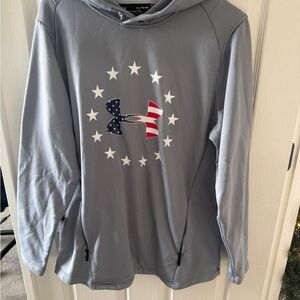 Under Armour Gray Hoodie with Star and Flag Design